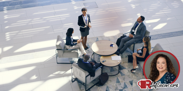 Image of a meeting group with a logo of Wendy Marvin’s face in the bottom right